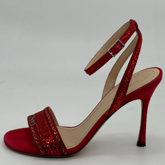 DIOR DWAY D WAY Strass Crystal Embroidered Cotton Sandals Heels Shoes - Picture 1 of 16